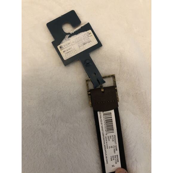 Universal Thread Womens Belt XL Brown Pilgrim Reversible Square Buckle NEW - Picture 2 of 7